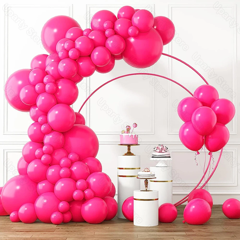 95Pcs Hot Pink Balloon Garland 5/10/12/18inch Hot Dark Pink Balloon Arch for Birthday Wedding Decoration Baby Shower Party Decor