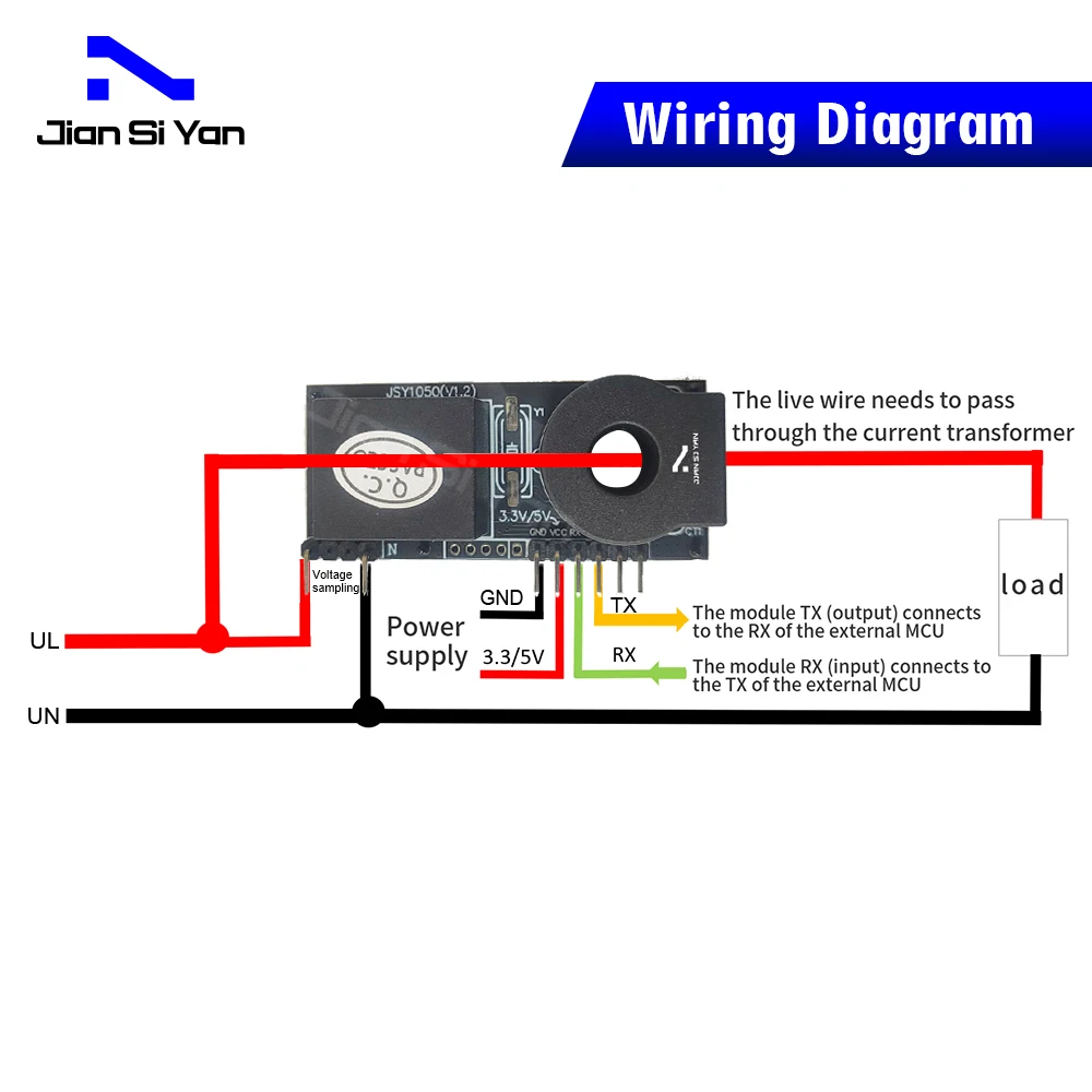 JSY1050 AC Current Meter Miniature TTL MODBUS Power Meter Solar Monitoring Energy Monitor