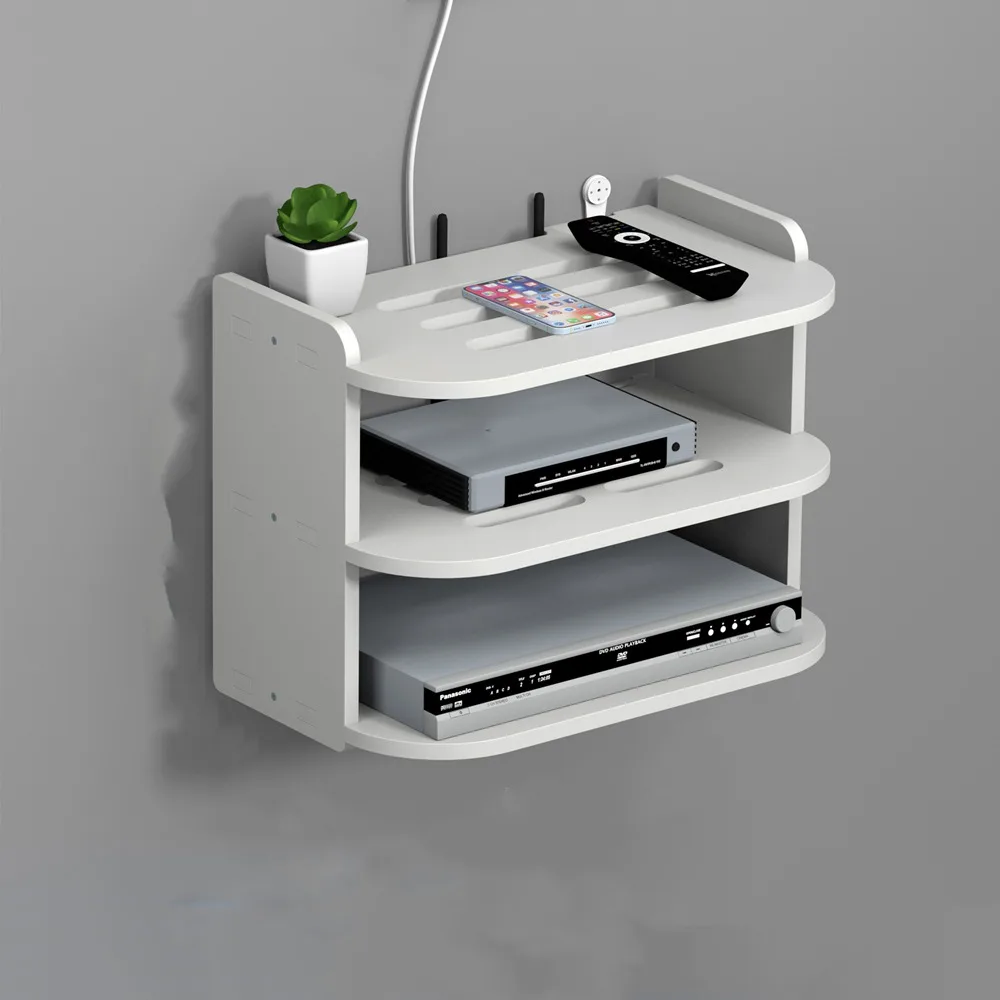 

Plastic Wall Mounted Router Shelf Strong Load-Bearing Space Saving WiFi Router Storage Holder 2/3 Layers Router Placement Rack