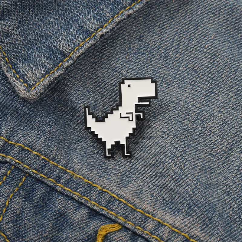 Interesting Abstract White Dinosaur Enamel Pins Dinosaur Kingdom Animal Metal Brooches Clothes Lapel Badge Funny Jewelry Gifts