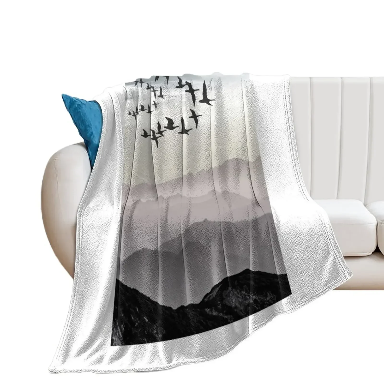 Geese Flying In Formation - Picture Landscape Throw Blanket Thin Beautifuls Plaid Multi-Purpose Blankets