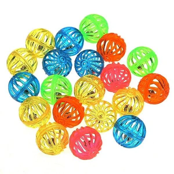 Colourful Pet Cat Kitten Play Balls with Jingle Lightweight Bell Pounce Chase Rattle Toy for Cat Chew Rattle Scratch Pet Toy