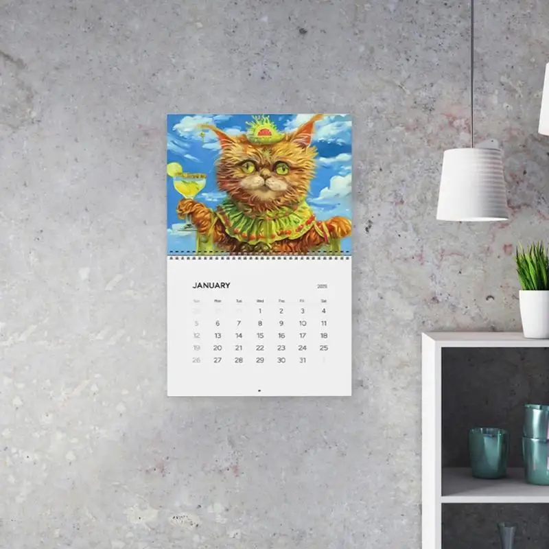 Calendrier vertical suspendu pour chat bizarre, calendriers muraux, calendrier mensuel, calendrier familial de 12 mois, évaluation de la licence pour les amis