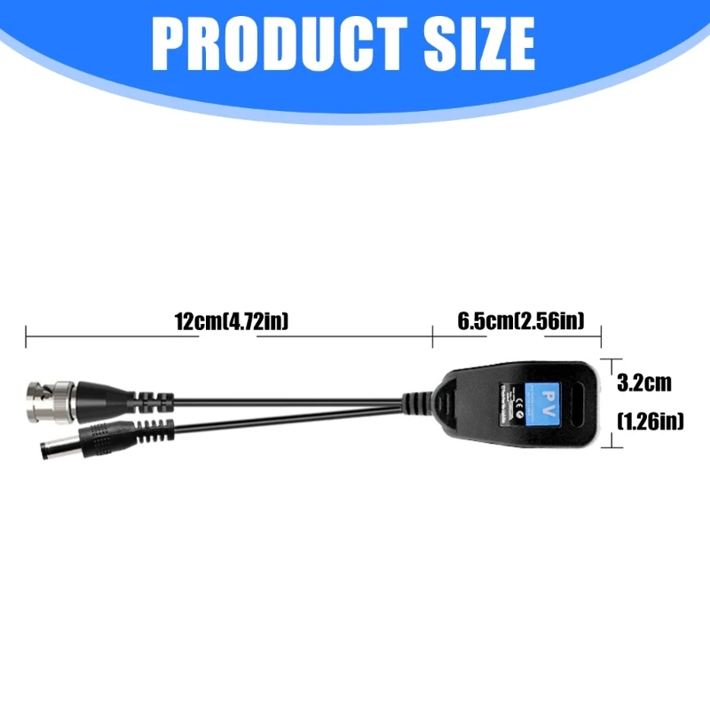 2 قطعة Balun RJ45 CCTV جهاز إرسال واستقبال الفيديو اقناع BNC موصلات طاقة العرض لكاميرا HDCVI HDTVI AHD التناظرية عالية الوضوح #5