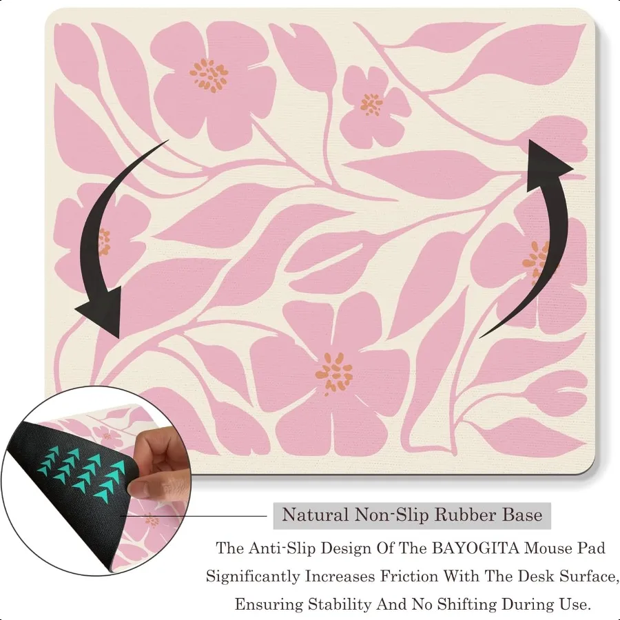 Розовый коврик для мыши с цветочным принтом в стиле бохо, офисный стол, коврик для мыши, розовый коврик для мыши в стиле бохо, цветочный декор, подарки, офисные подарки для коллегков, подарок f