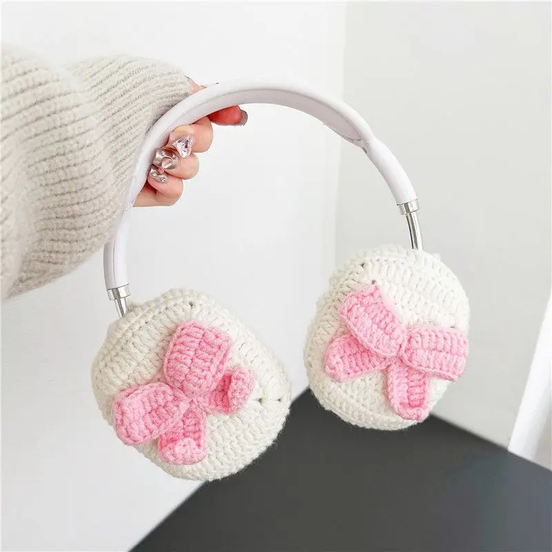 Apple Airpods Max Bluetooth Headphone Protective Cover New Thermal Knitted Plush Bow Anti Wear Headphone Protective Cover