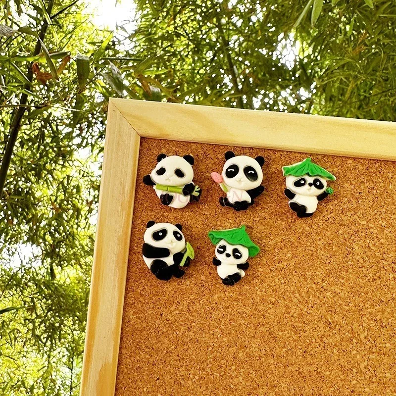 5pcs Creative Push Pin Panda Cute Flower Fortune Soft Wooden Board Felt Photo Wall Message Board