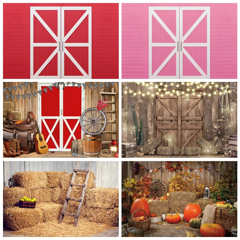 Western Farm Barn Photography Backdrop Wild West Country Vintage Wooden Door Kids Cowboy Birthday Party Background