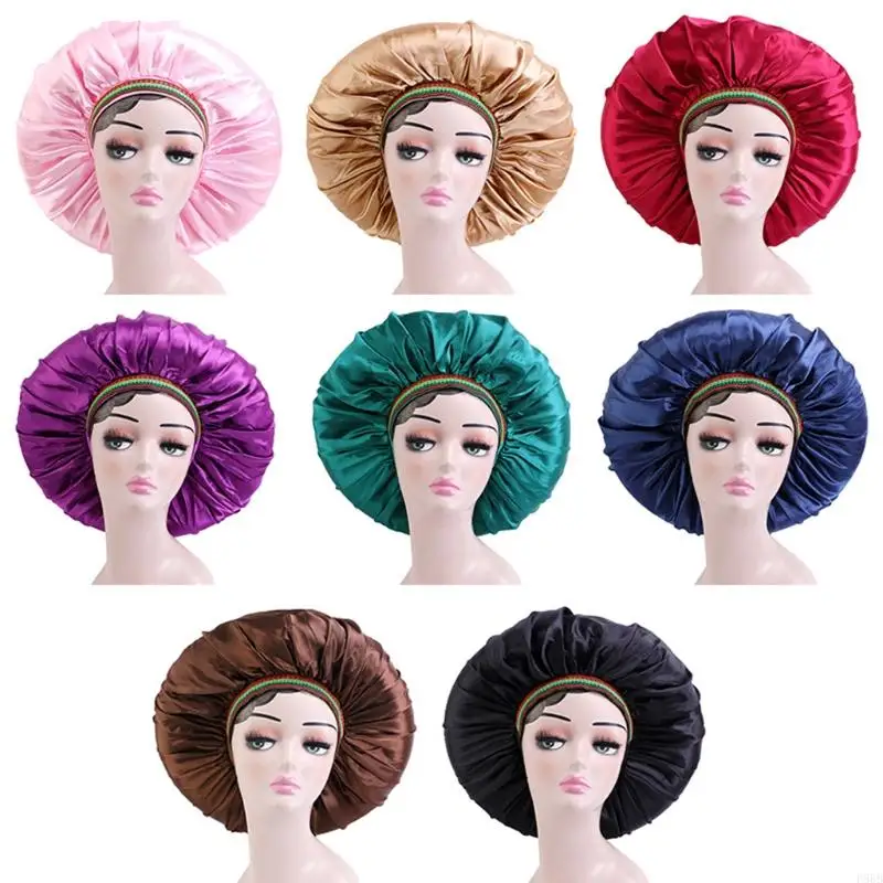 

P88B Solid Color Ethnic Hair Wrap Hat Chemo Hat Wide Bonnet Sleep