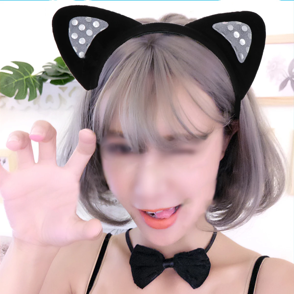 

3 Pcs Cat Ears Three-piece Set Headband Animal Cosplay Headdress Sequin Hair Hoop Girl Child