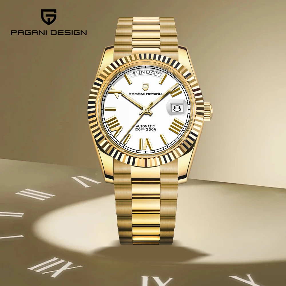 PAGANI DESIGN 2026 New Luxury Golden Mechanical Watch For Men Sapphire Crystal Automatic Waterproof  Stainless Steel Men's Watch