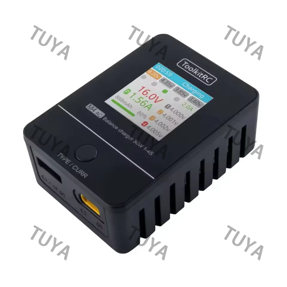 M4AC 30W LiPO LiFE LiHV Compact AC Charger 1-4S XT60 Interface for RC Model FPV Racing Freestyle Drone Batteries