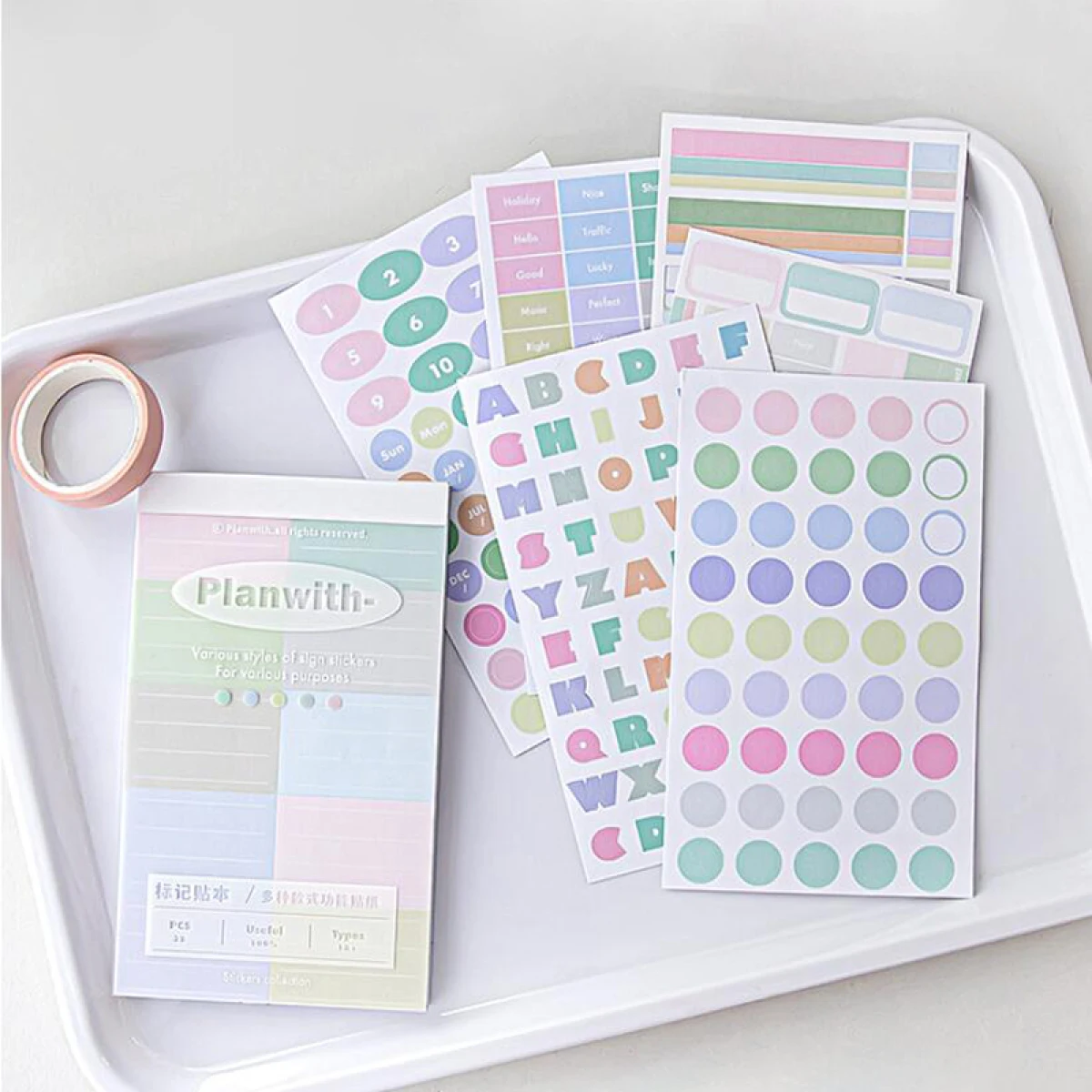 32 Sheets Multicunftion Stickers Kawaii Planner Index Labels Classification Mark Number Date Daily Planner Korean Stationery