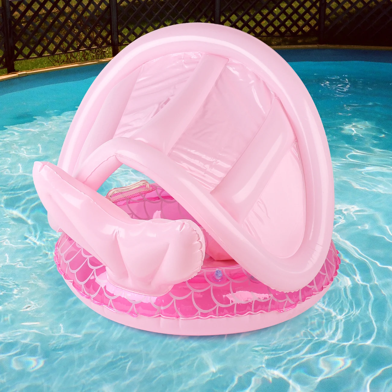 1 Stück Schwimmring mit Sonnendach, Pool-Float mit Sicherheitssitz, Schwimmring mit Sonnenschutz