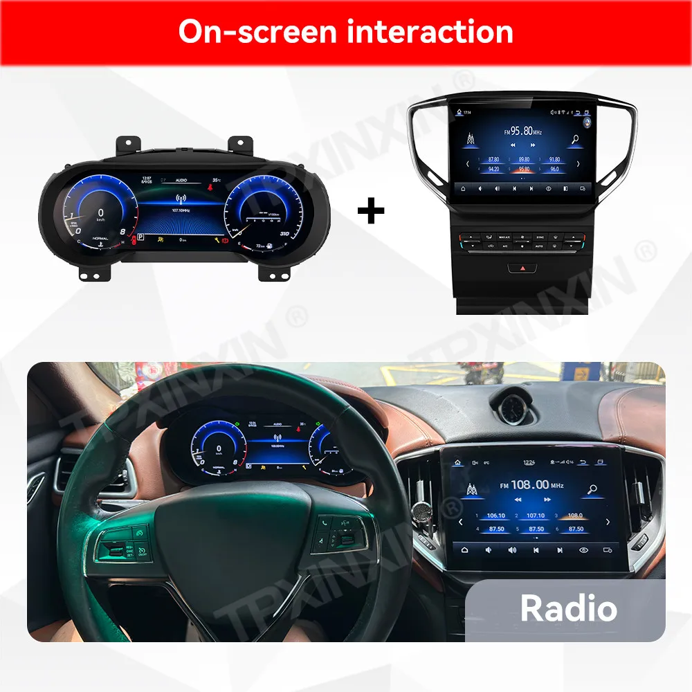 12.3 Inch instrument panel+10.26 inch screen For Maserati Ghibli 2014-2016 Screen Speedometer Odometer Dashboard Display Carplay