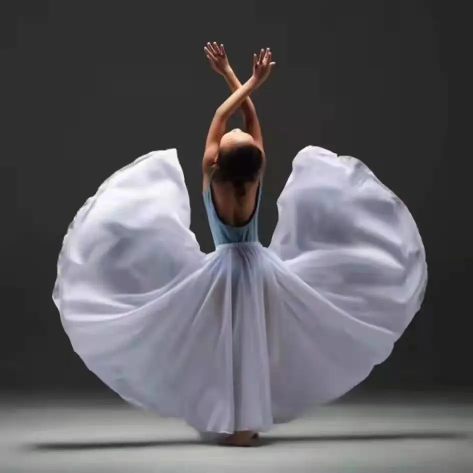 

Детская шифоновая юбка 720 градусов для девочек, балетные цыганские длинные юбки для танца живота, тренировочная одежда для танцоров, однотонная фиолетовая танцевальная юбка в ассортименте