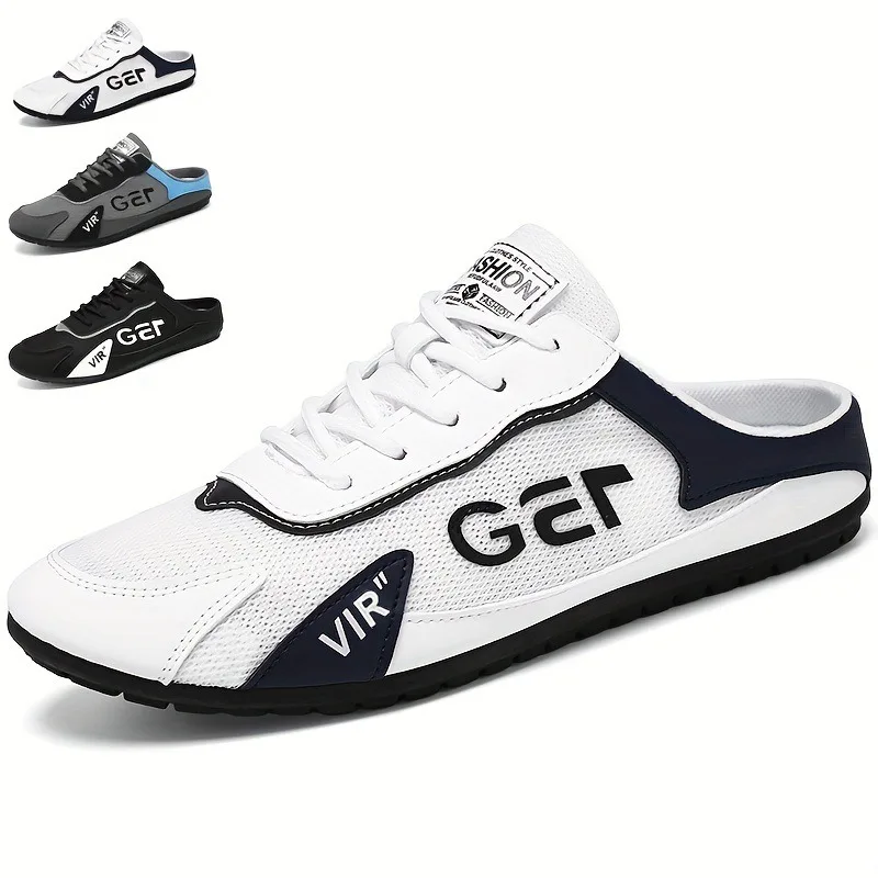 

Trendy Men Baotou Half Slippers Summer Mesh Breathable Casual Slipper Soft Sole Support Walking Flats Comfort Men Sneakers Tenis