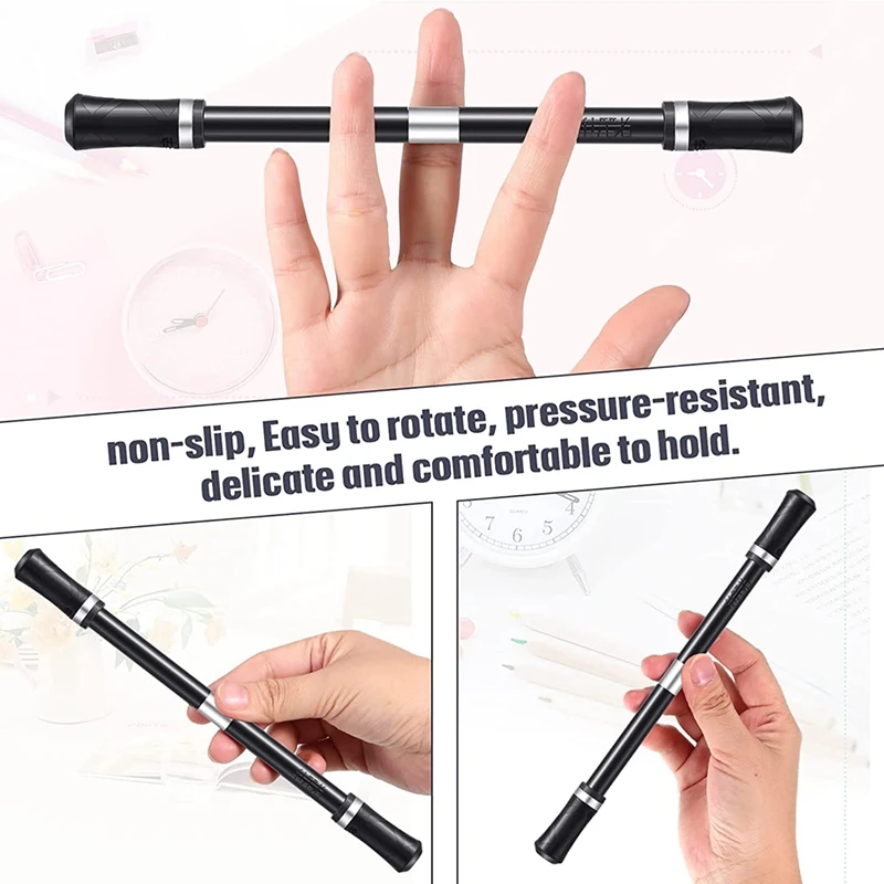 2PCS Finger Pen Spinning Mod Gaming Spinning Pens Flying Spinning Pen With Weighted Ball Finger Rotating Pen (Black)