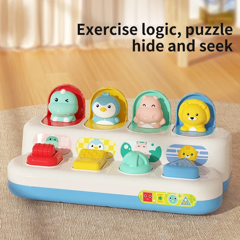 

Baby Finger press Exercise Machine Hide and Seek Switch Box Cartoon Early Education Toy Newborn Gift Montessori Games