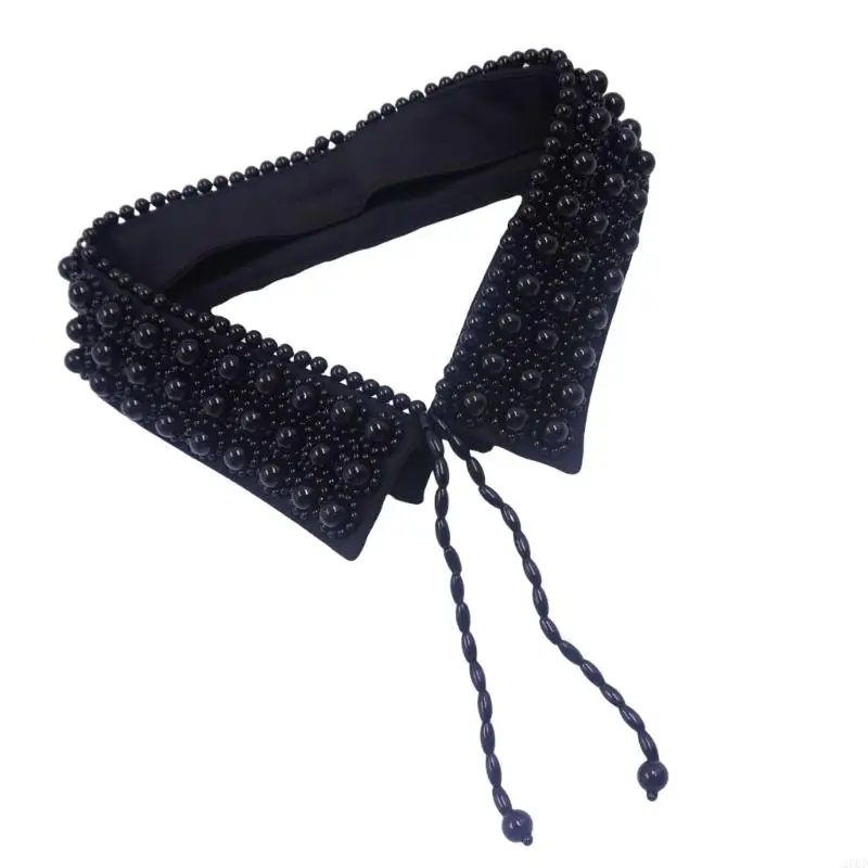 طوق صناعي متعدد الاستخدامات 270D مع ديكورات لؤلؤية وإكسسوارات الملابس المزخرفة مع تصميم مربوط برباط للنساء والفتيات