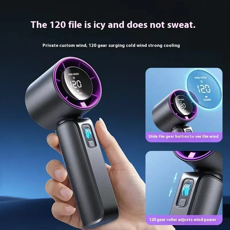 

New Handheld Fan Usb Mini Portable Charging High Speed Turbo Fan Desktop Digital Display Strong Wind Force Small Electric Fan