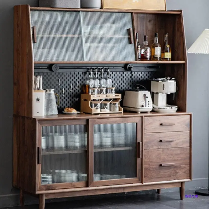 

Retro simple cherry wood integrated wall high cabinet