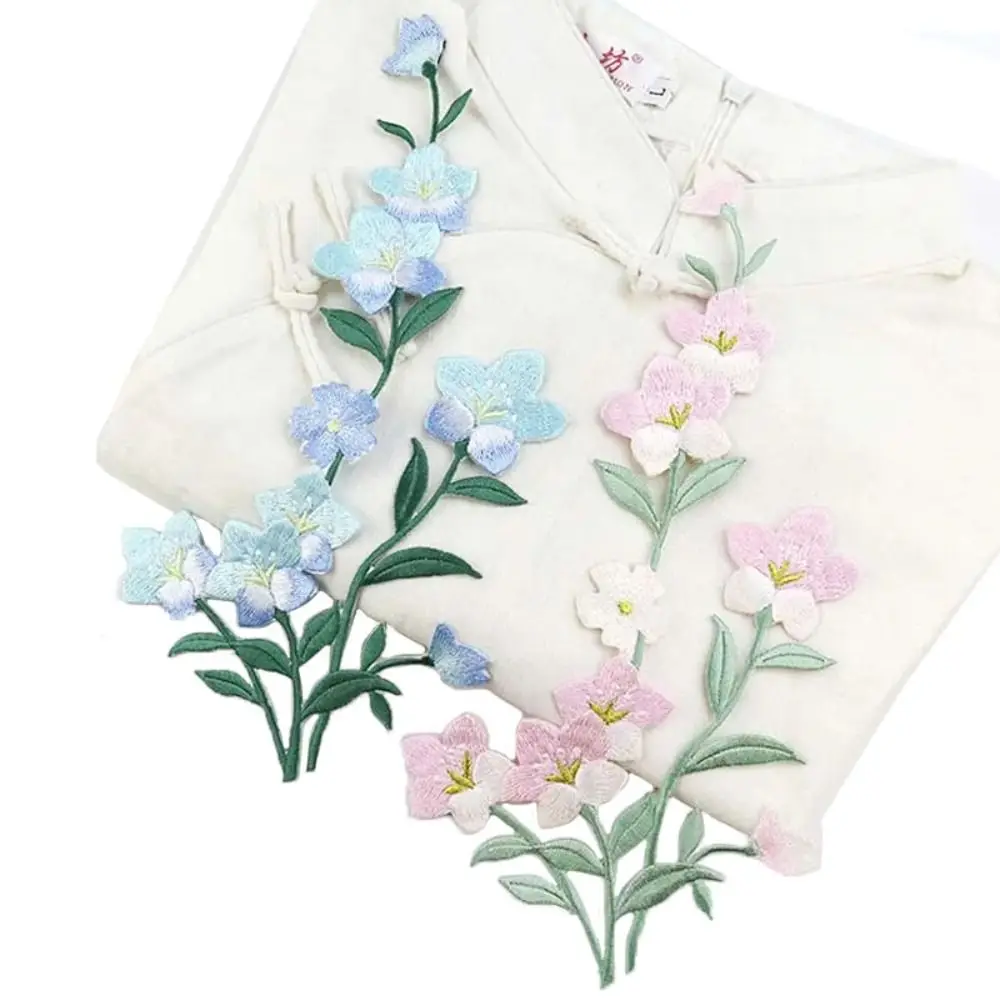 Plum Blossom Flower Embroidered Patches Iron on Elegant Clothing Applique Exquisite Vintage Clothes Patches Sewing