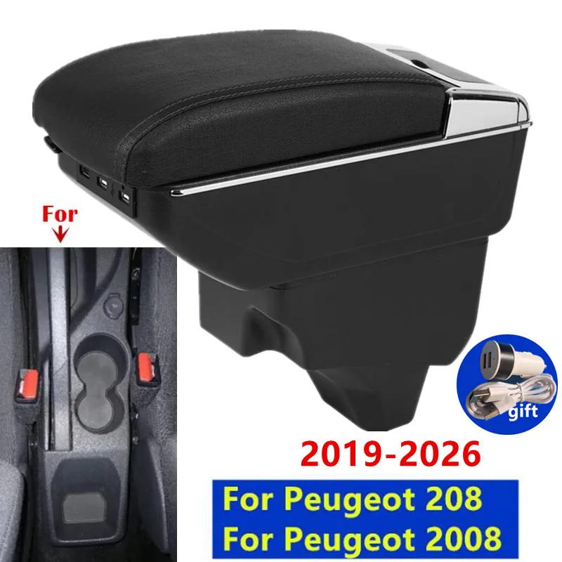 Für Peugeot 208 Armlehnenbox für Peugeot 2008 Autoarmlehne 2019-2026 Aufbewahrungsbox Nachrüstteile Innenausstattung Autozubehör