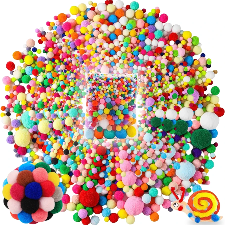 

500pcs 15-25mm Color Random Fluffy High Elasticity Soft Pompoms Home Furnishings Handicraft Art DIY Kit Wedding Decoration