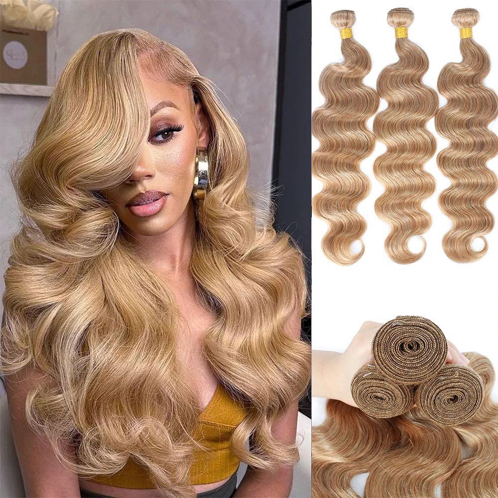 

Blonde Bundles 100% Human Hair Body Wave Hair Extensions For Women Girl Colored Ombre #27 1b/27 613 Human Hair Weave Bundle