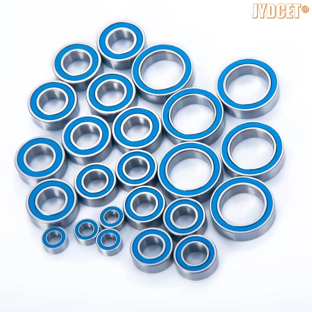 24pcs Blue Rubber Sealed Bearing Kits - Precision High Speed Bearing for RC Losi 1/10 Baja Rey Rock Rey Buggy Truck