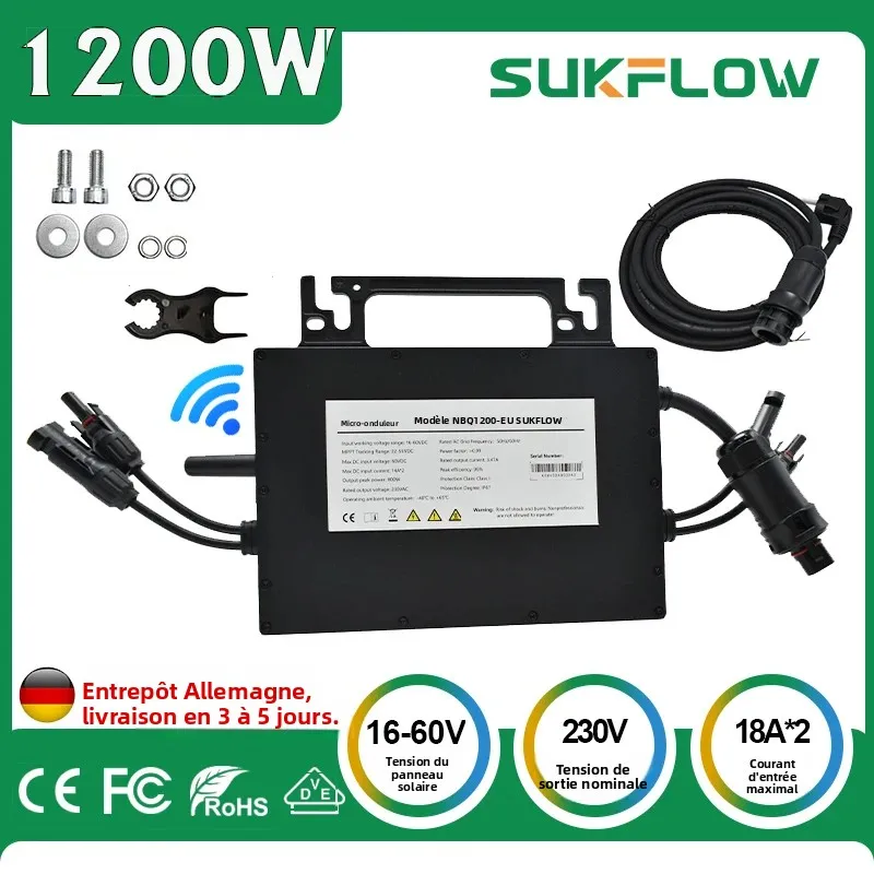 Micro-onduleur solaire photovoltaïque MPPT 1200W Plug and Play pour système domestique sur balcon