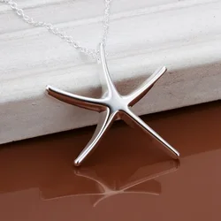 Silver color gorgeous Fashion lady charms popular exquisite starfish pendants classic models necklace silver jewelry P027