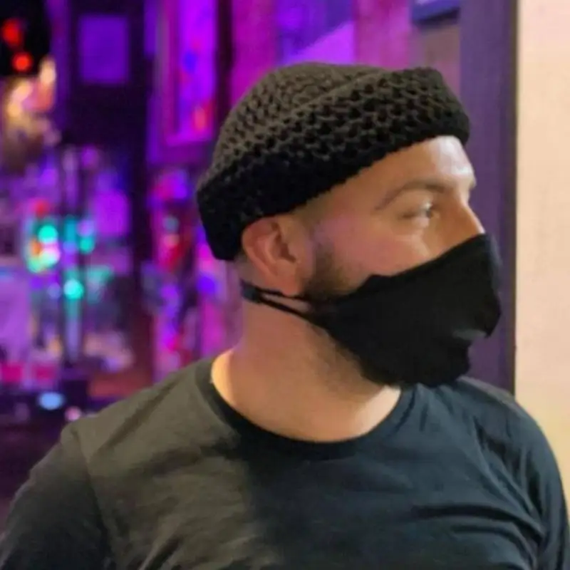 39BD Mann Halten Warme Schädel Kappe Farbe Passenden Strickmütze Winter Fahren für Erwachsene – Detail 10