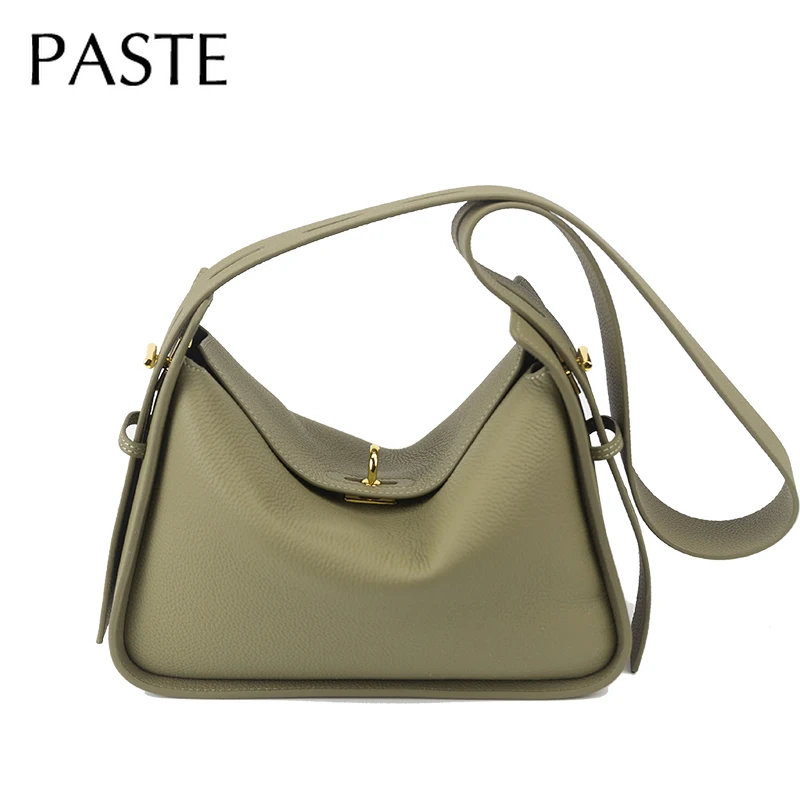 French Euro Style Wide Adjustable Strap Green Flap Shoulder Bag 100% Cowhide Leather Women\'s Crossbody Bag