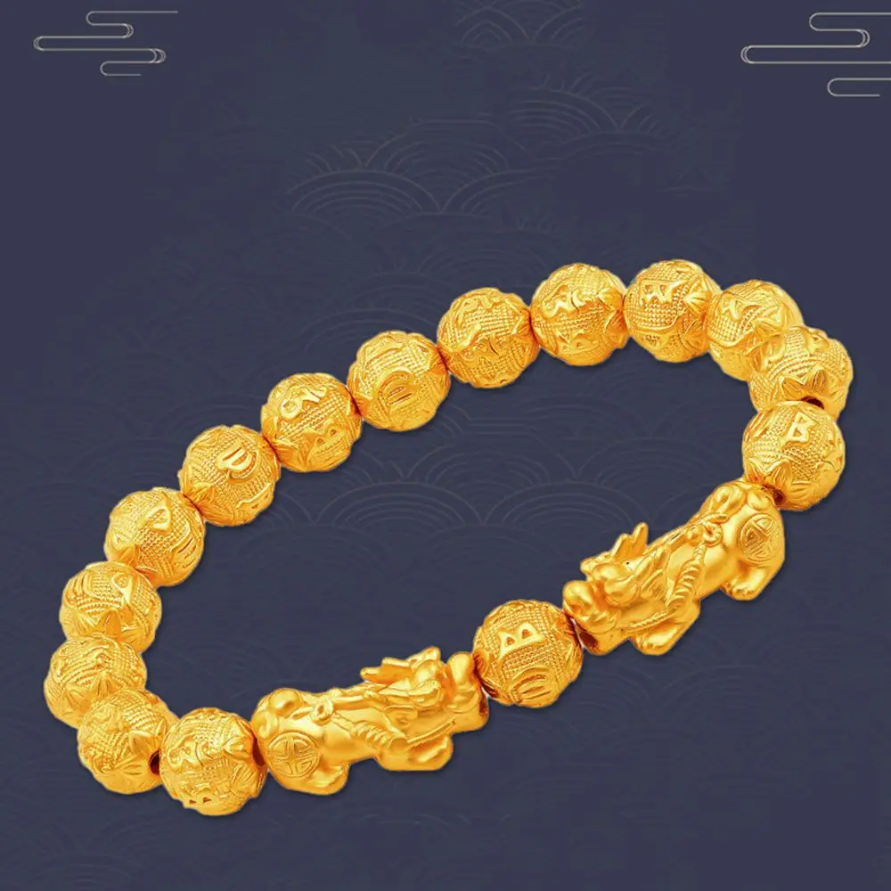 Male Trendy Beads Gift Female Gold Color Chinese Style Bracelet Brave Troops Bracelet Women Bracelet Fashion Jewelry