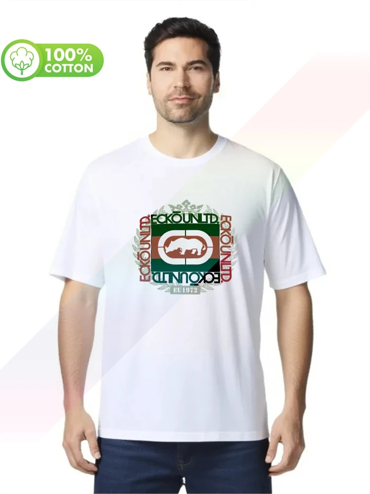 Camiseta 100% de algodón con cuello redondo y peso pesado para hombre, camiseta con estampado Ecko_Unltd, camiseta con cuello redondo y manga para hombre, camisetas S-XXXL