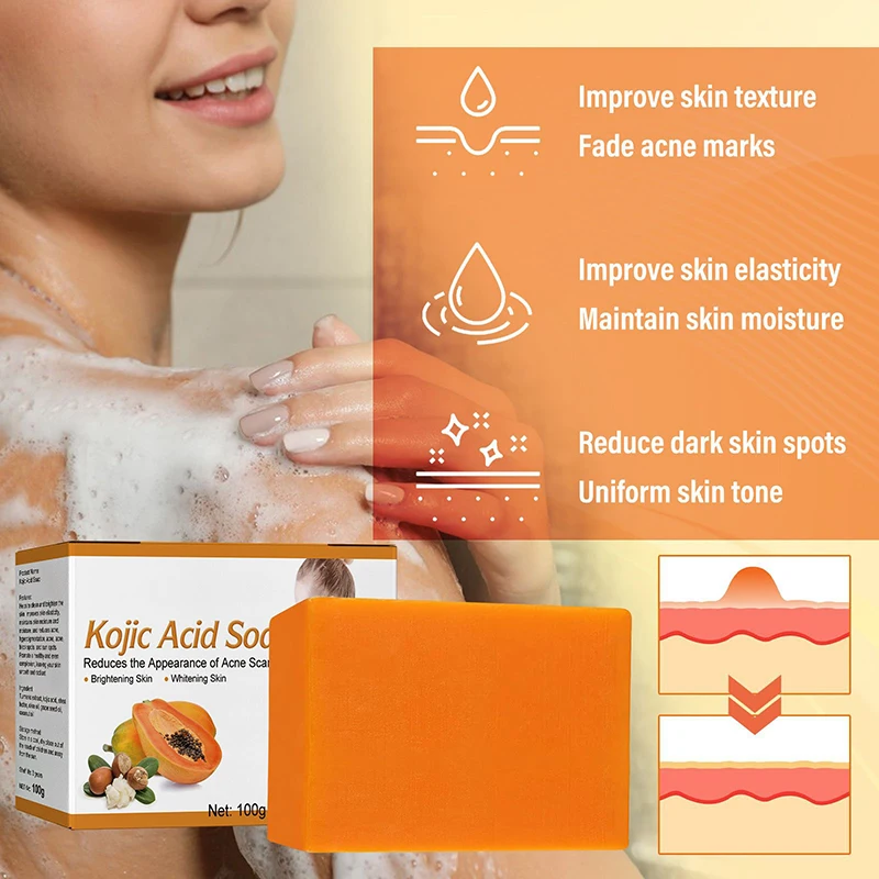 100g Koji säure Seife Papaya handgemachte Seife Anti-Aging-Akne entfernen Gelenke Ellbogen dunkle Haut Melanin Spot feuchtigkeit spendende Bleaching