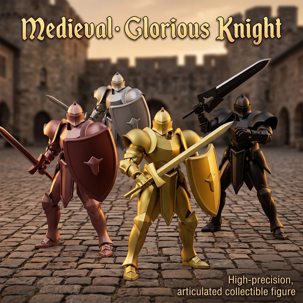 Medieval Heavy Armor Knight Horse Articulated Mecha Action Figure DIY Assembly Model Metallic Paint Collectible Ornament