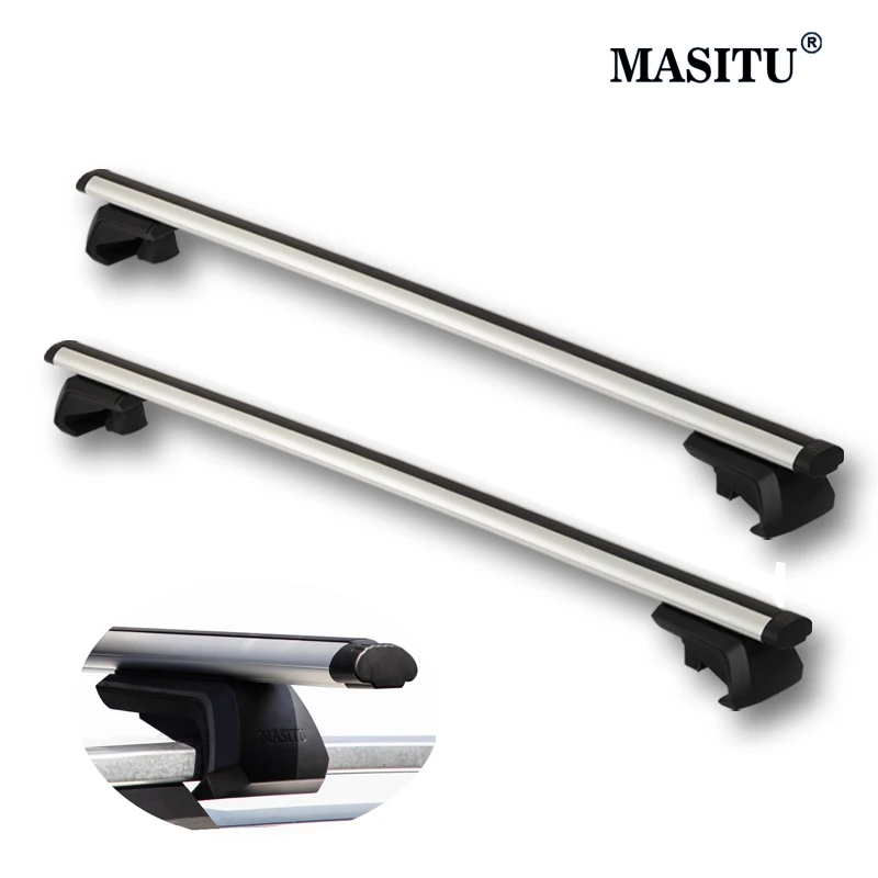 2PCS Universal Car Roof Rack Top Rod Cross Bar Aluminum Alloy Arcs Length 130cm Silve Black For Vehicles With Raised Railings