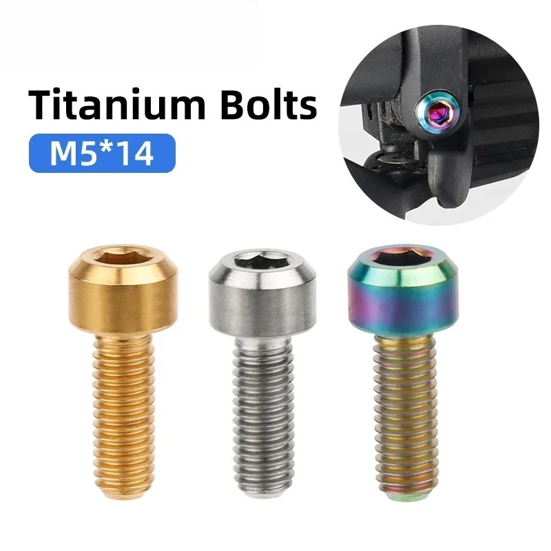 2PCS TC4 Titanium Alloy M5*14mm Shifter Fixing Screw Mountain Bike Handlebar Shift Lever Screw Bicycle Derailleur Bolt