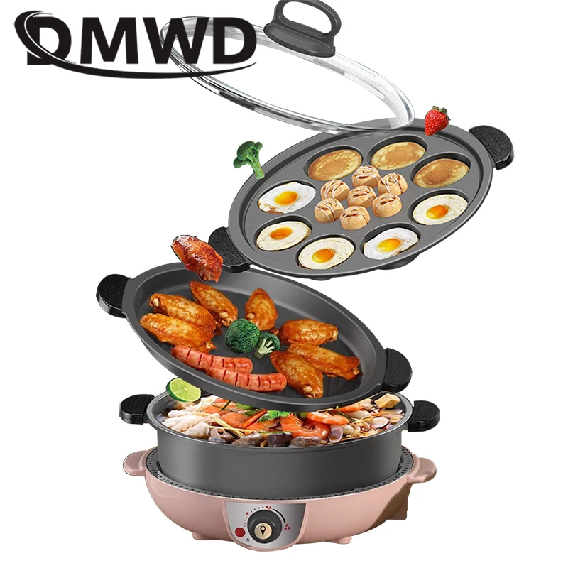 Multicooker eléctrico Takoyaki, olla para tortilla de huevo, sartén, máquina para hacer crepé, parrilla para barbacoa, placa desmontable, plancha para hornear panqueques