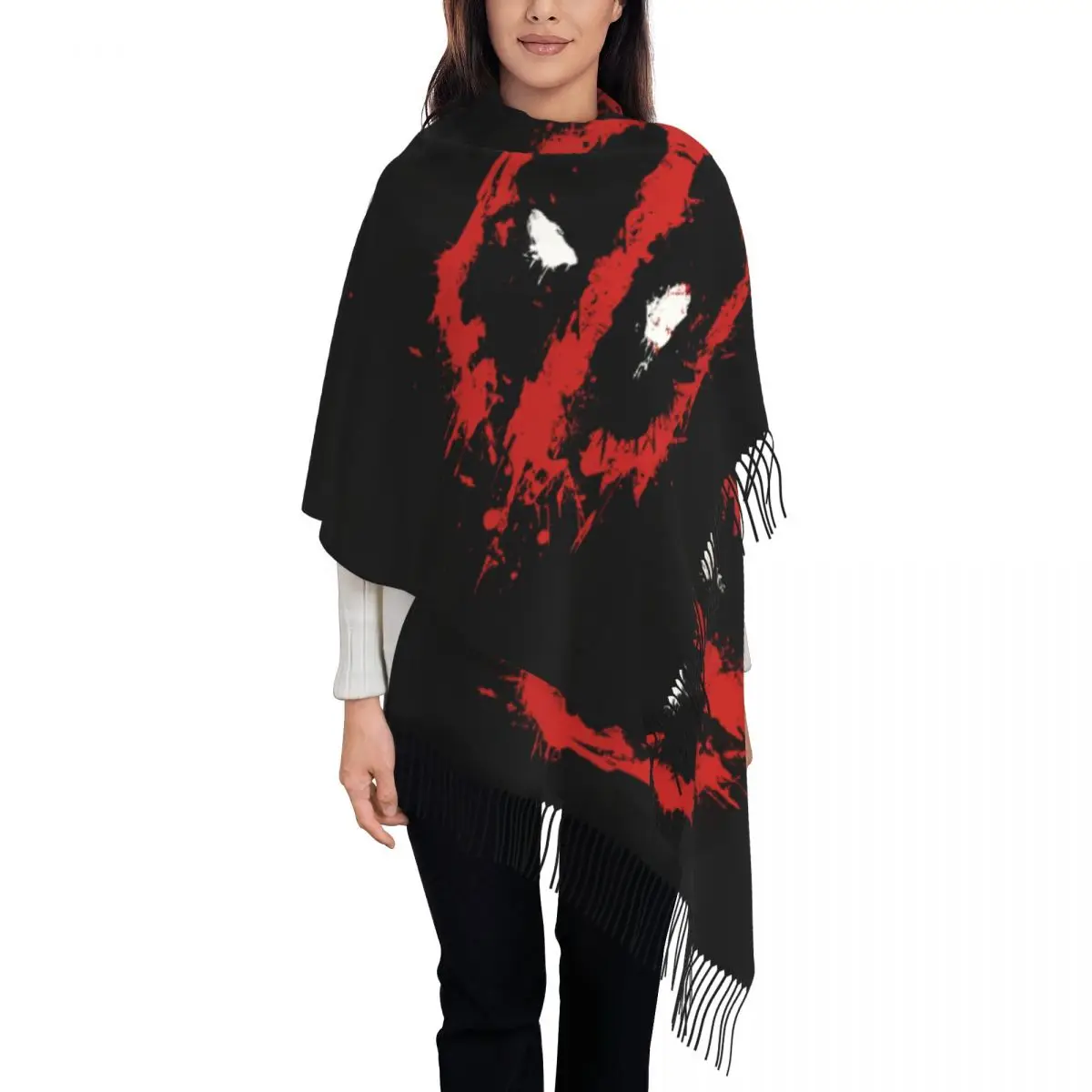 Custom Print Deadpool Splatter Scarf Men Women Winter Warm Scarves Shawl Wrap