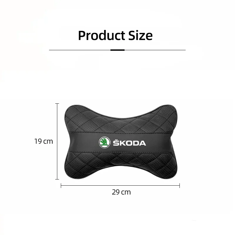 1Pcs Leather Car Seat Back Headrest Neck Pillow For Skoda Octavia Superb Rapid Kodiaq Karoq Fabia Kamiq Enyaq Citigo Yeti Scala