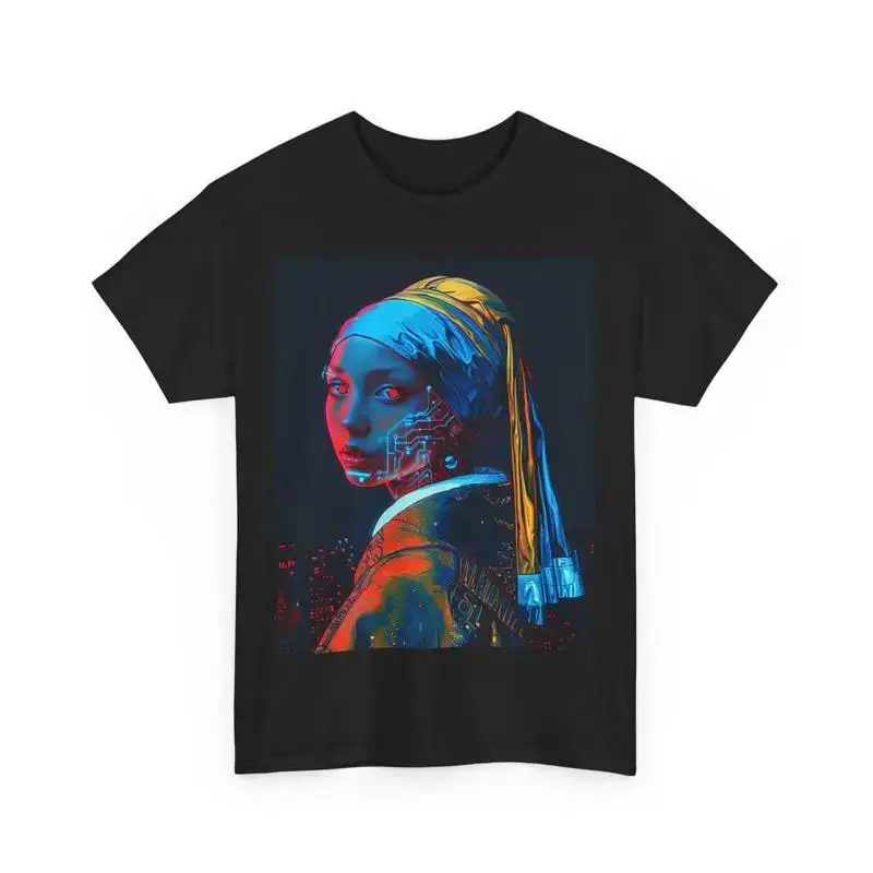 GIRL WITH A PEARL EARRING FUTURISTIC ART TEE TSHIRT GIFT MEN WOMEN BIONIC SHIRT