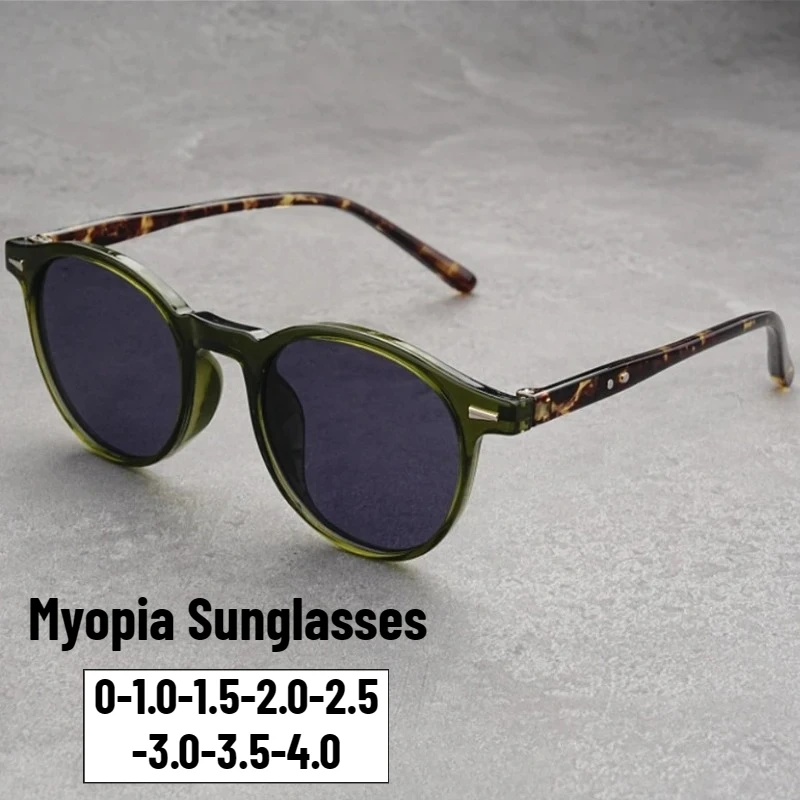 

Men Women Retro Classic Round Frame Myopia Sunglasses Neutral Fashion Trend Sunglasses UV Protection Myopia Glasses To -3.5-4.0