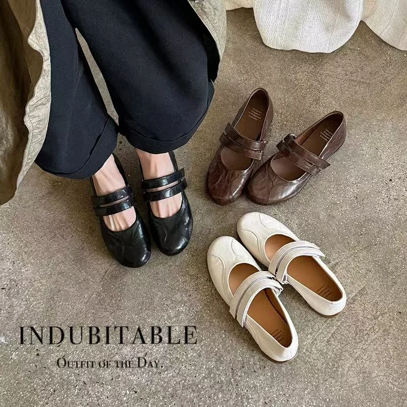 2026 new spring autumn women pumps natural leather 22-25 cm split leather+sheepskin+pigskin buckle mary janes wedges women shoes