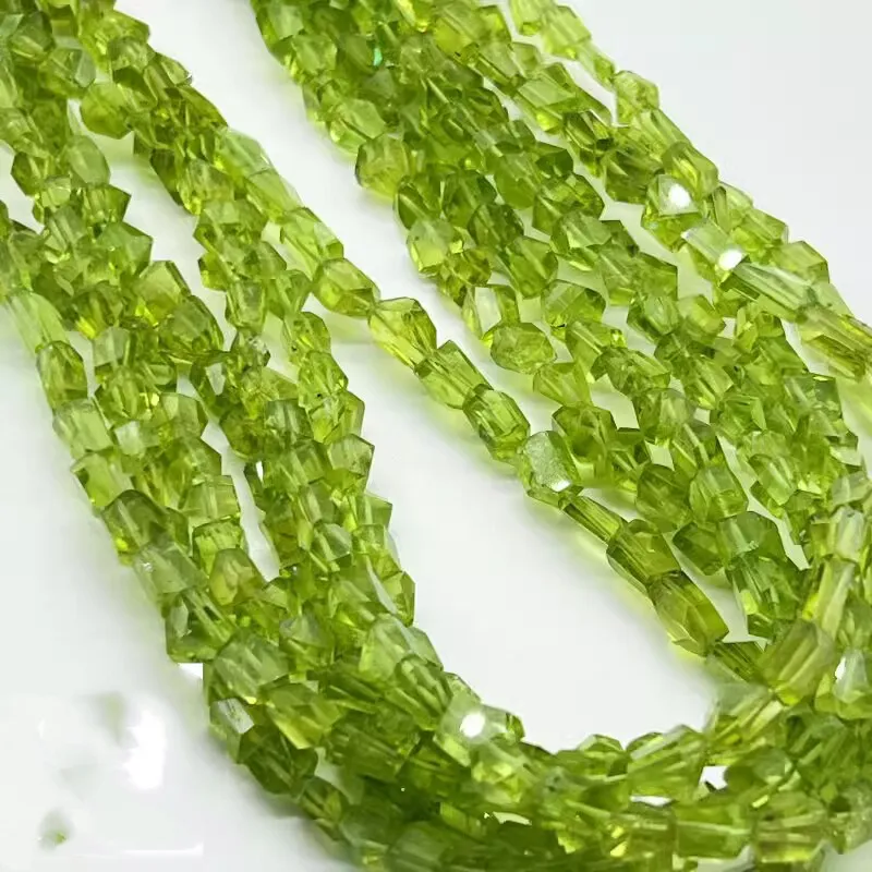 

7A Peridot baroque faceted green 6*8mm 38CM for DIY jewelry making loose beads FPPJ wholesale beads nature