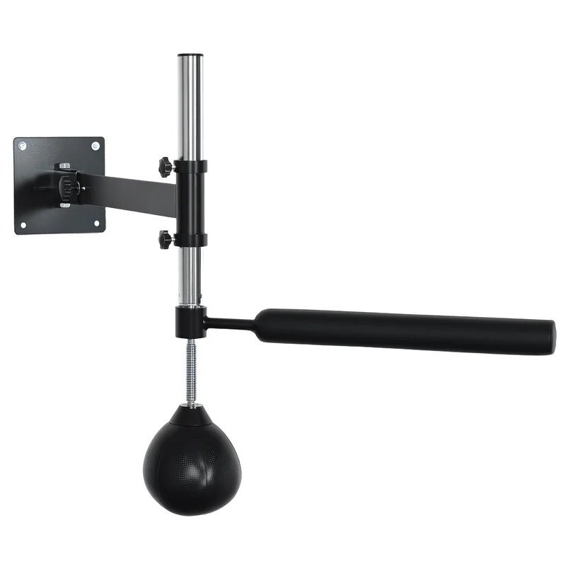 Saco de Boxeo de Pared para Boxeo y MMA con Altura Ajustable y Varilla, en Acero y PU, 79x72x20 cm, Negro