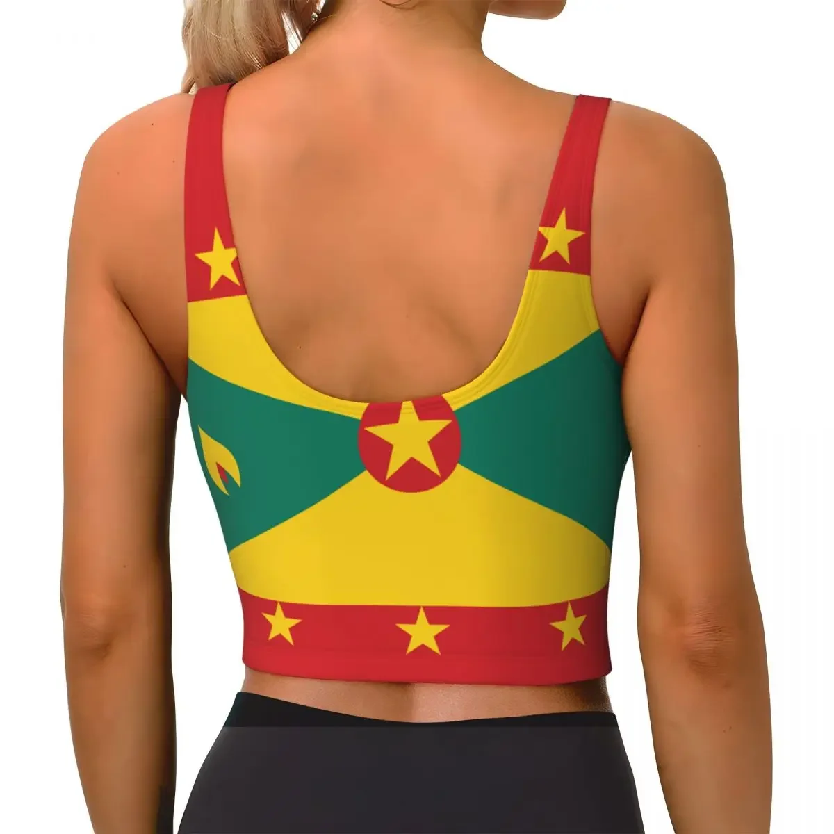 요가 조끼 여성 체육관 스포츠 크롭 탑 그레나다 플래그 streetwear 운동 통기성 탱크 탑 여성